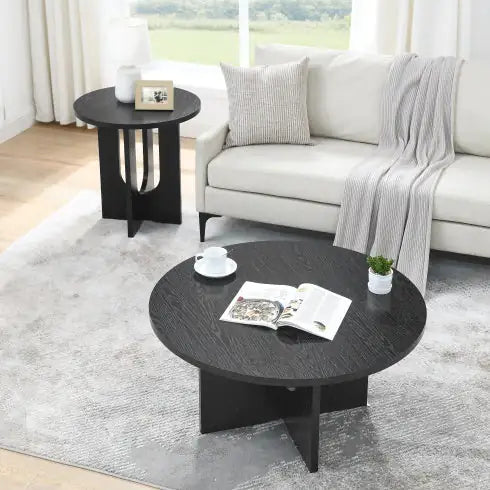 Modern Minimalist Coffee Table – Nordic Style Round Wood Design
