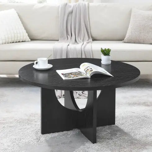 Modern Minimalist Coffee Table – Nordic Style Round Wood Design