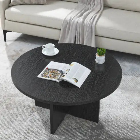 Modern Minimalist Coffee Table – Nordic Style Round Wood Design