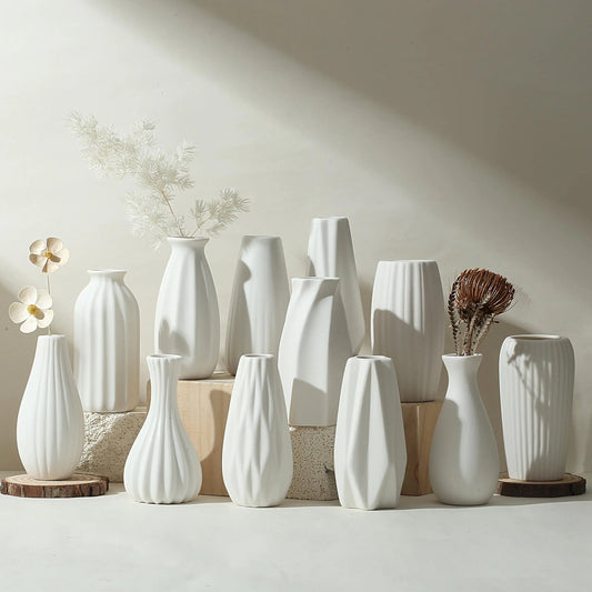 Mini Ceramic Bud Vase Set – Japandi-Inspired Decor (Set of 12)