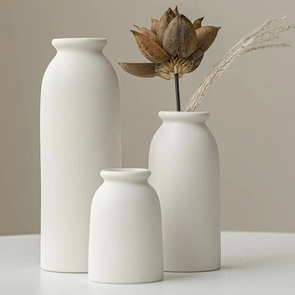 Set of 3 Ceramic Vases – Organic Modern Decor in Neutral Tones