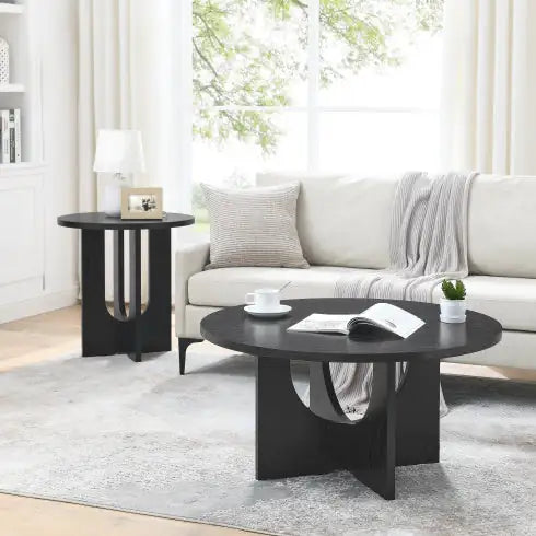 Modern Minimalist Coffee Table – Nordic Style Round Wood Design