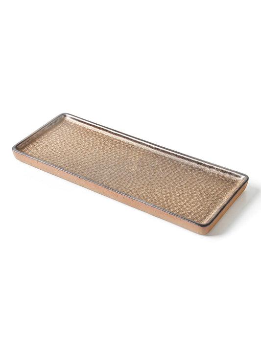 Vanity Tray Candle Tray Bathroom Tray Countertop Tray Perfume Holder Organizer Decorative Tray for Dresser Table Bathroom Countertop Home décor Rectangular Brown 12"×4.7"