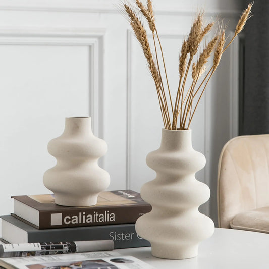 Modern Sculptural Ceramic Vase Set – Set of 2
